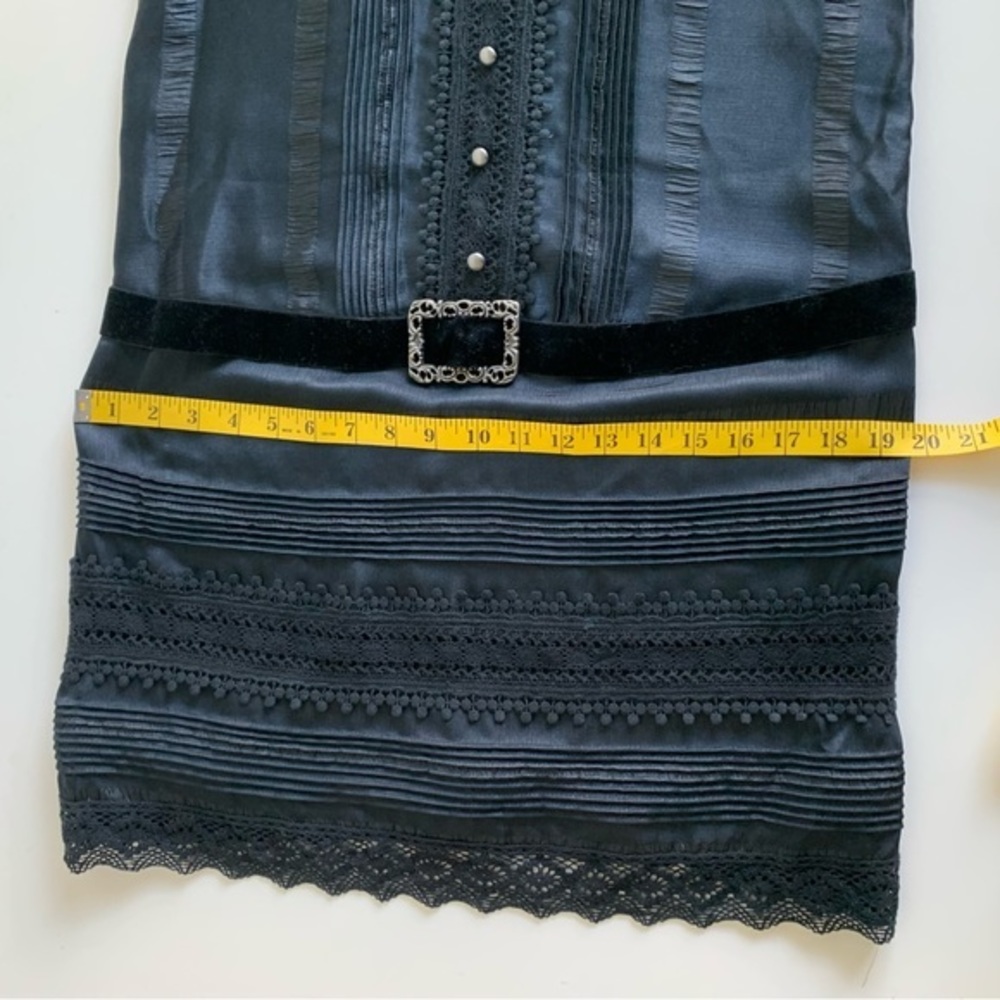Anna Sui black vintage inspired dress, sleeveless, low waist, w/ lace velvet.‎ S - Picture 16 of 16